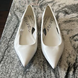 White Calvin Klein Leather Flats